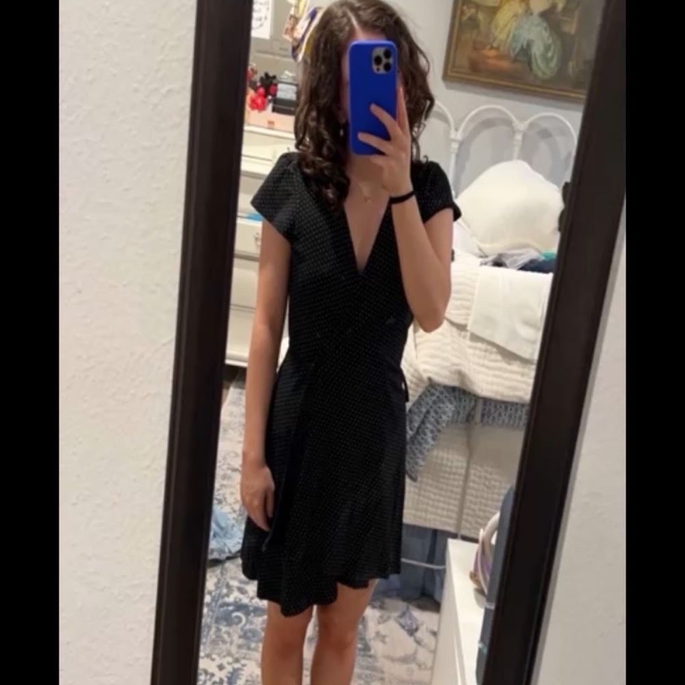 Brandy Melville black and white polka dot wrap dress